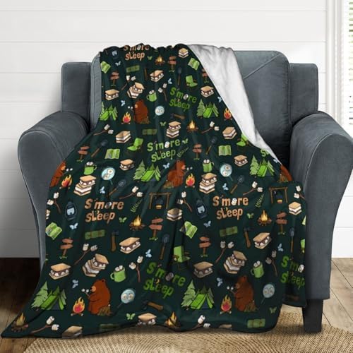 Socira Funny S More Camping Blanket Throw Blanket Funny S More Camping Gifts for Women Men Soft Sofa Throws for Travel Camping Bed Home Decor Car Birthday Gift 40"*50" （100 * 130cm） by Socira