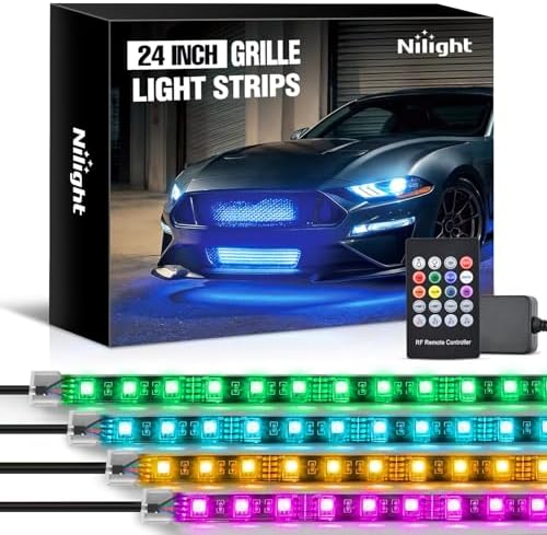 Nilight 4PCS 24" RGB LED Grille Light Strips with Wireless Remote Control