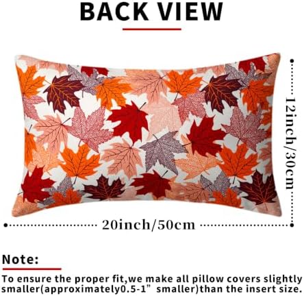 Sweetshow Fall Leaves Pillow Covers Set of 2 Cotton 20x12 Inches - Image 4