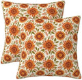 Boho Burnt Orange Abstract Floral Throw Pillow Covers 20x20 Set of 2 by KiuLoam