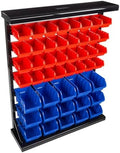 47-Bin Garage Organization Rack (15 Large, 32 Small) - Tabletop or Wall Mount Steel Rack with Removable Stackable Garage Storage Bins, Small Parts Organizer for Hardware or Office Supplies by Stalwart by Stalwart