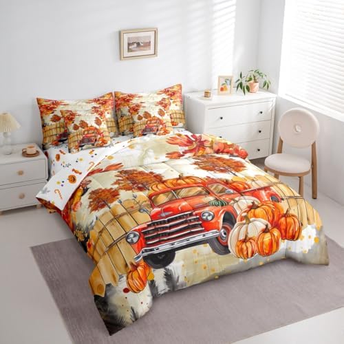 Erosebridal Thanksgiving Pumpkin Bed in A Bag Queen Comforter Set 7 Piece - Image 2