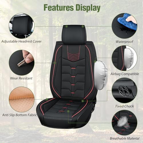 Nilight Car Seat Covers Front Seat Compatible with 2005-2024 Toyota Tacoma