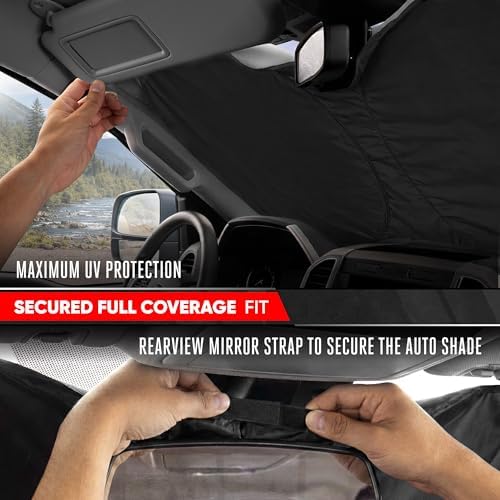 Motor Trend Custom Fit Ford F150 Sun Shade for Windshield 2015-2020 Ford F150 Accessories - Car Accessories Foldable Front Windshield Car Sun Shade - Automotive Interior Sunshade Visor UV Protection