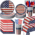 Funnymoom 452 Pcs Patriotic Paper Plates Napkins Party Supplies, Serves 50 by Funnymoom