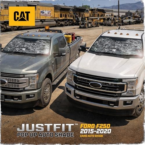 Windshield Sun Shade for Ford F-250 2015-2020, Foldable Front Window Sunshade, UV Heat Blocker, Interior Protection Sun Shield, Keeps Truck Cab Cool, Heavy-Duty Truck Accessory - Gray Camo