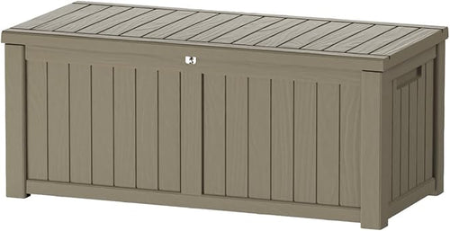 150 Gallon Lockable Resin Deck Box, Waterproof & UV-Resistant Outdoor Storage by Home