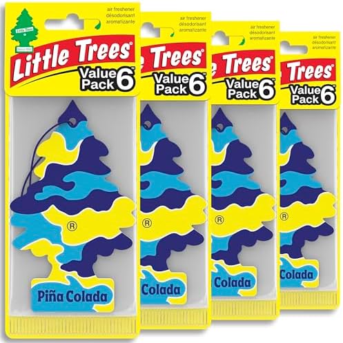 LITTLE TREES Car Air Freshener, 4 Count (Pack of 6), Piña Colada