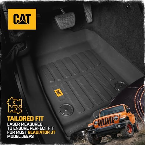 Cat® JustFit™ 3D Floor Mats for Jeep Gladiator (JL) 2020-2026, All Weather Custom Fit Jeep Gladiator Floor Liners with Extended Coverage Design, Car Floor Mats (Full Set Front & Rear)