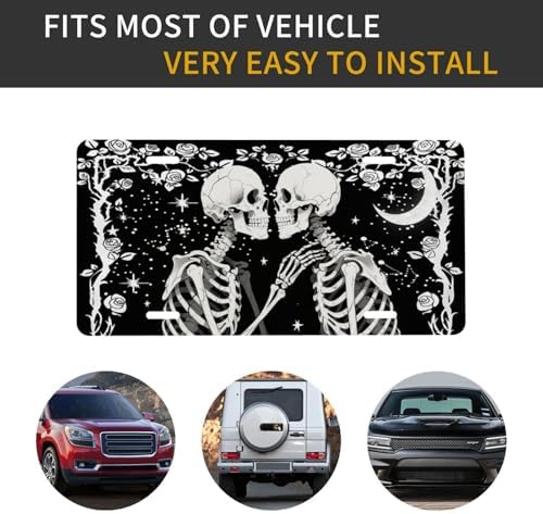 Gothic Black Skull Front License Plate 6" * 12" for Women