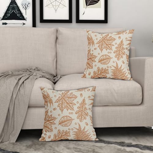 Fall Pillow Covers 24x24 Set of 2 Burnt Orange Maple Leaf Print Autumn Colored Harvest Decorative Outdoor Pillowcases Farmhouse Throw Cushion Case Decor for Home Couch Sofa Bed - Image 3