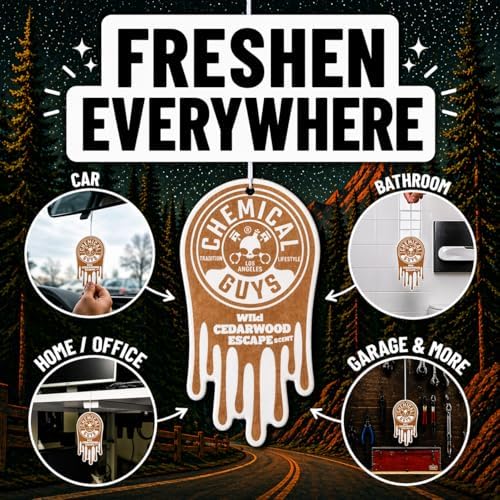 Chemical Guys, Hanging Air Fresheners, Wild Cedarwood Scent, 12 Pack, Cars - Image 3