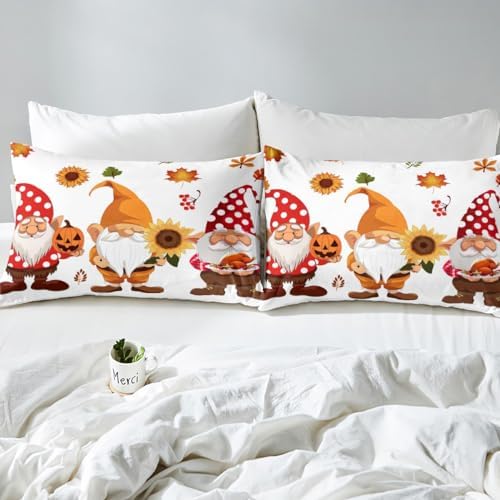 Kids Fall Comforter Set for Boys Girls Autumn Pumpkin Bedding Full for Teens Youth, Happy Thanksgiving Bedding Comforter Sets Gnome Farmhouse Fall Decor Quilt with 2 Pillowcases, Breathable Soft - Image 6