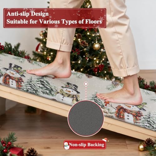 U'Artlines 2Pcs Christmas Anti Fatigue Kitchen Rugs and Mats, Snowman,Tree - Image 5