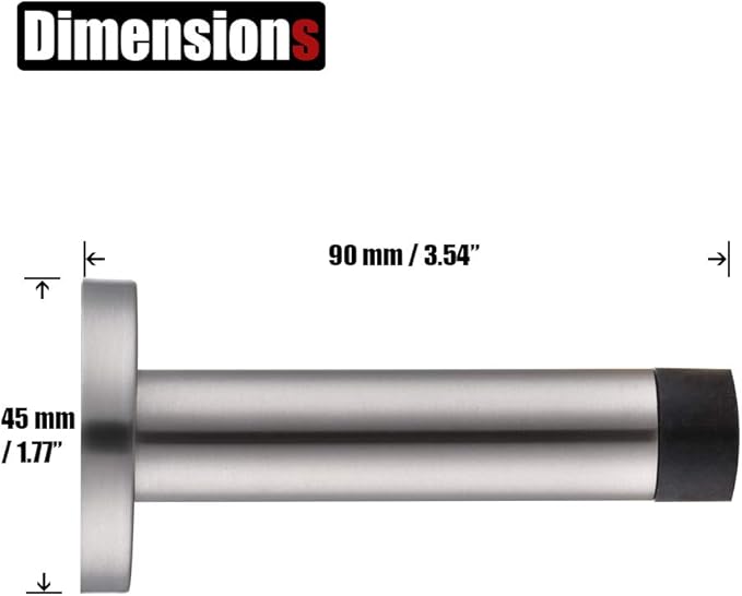 JQK Door Stopper Black, 304 Stainless Steel Thicken 1mm Sound Dampening Door - Image 2