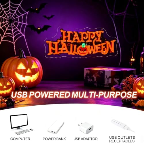 Happy Halloween Neon Sign UV Pumpkin Halloween LED Light, 16.9"x7.3 - Image 7