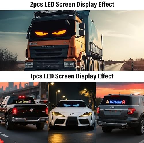 23.4"x4.7" Devil Eyes for Windshield, 50+ Devil Eye Patterns to Captivate Attention, Customizable Holiday Themes, Warning Signs to Showcase Personality & Mood, Installs in 5 Minutes, 1PCS