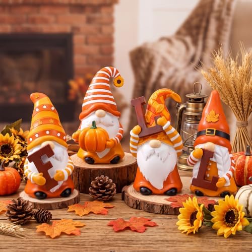 4 Pcs Resin Fall Gnome Figurines Decoration - Image 5