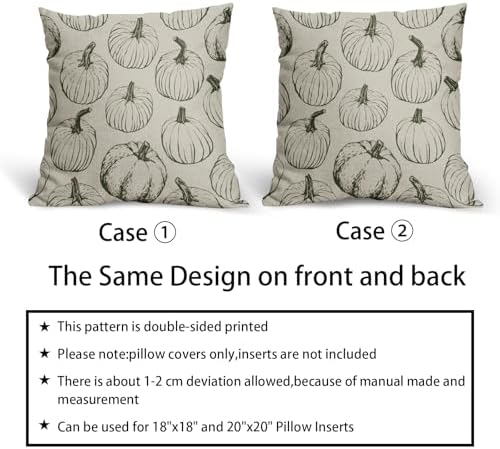 Olive Green Pumpkin Fall Pillow Covers 24x24 Set of 2 Autumn Themed Thanksgiving Harvest Print Decorative Throw Pillows Outdoor Farmhouse Pillowcases Cushion Case Seasonal Decor for Couch Sofa Bed - Image 6