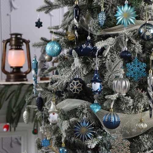 Blue and Gold Fall Christmas Ornaments for Tree Thanksgiving Decorations - Image 2
