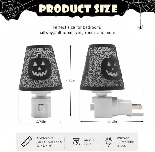 Classic Removable Shade Halloween Pumpkin Plug-in Night Light - Image 4