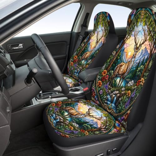 Wolf Dragon Deer Car Seat Covers Full Set, Universal Auto Seat Protector