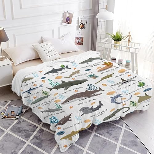 Types of Sharks Custom Name Blanket Gifts for Girls Boys Women - Super Soft Cozy Warm Throw Sheet for Couch Bed Sofa Office Decor All Season 50"x60" for Teens - Image 4