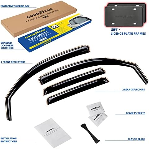 Goodyear Shatterproof in-Channel Window Deflectors for Trucks Toyota Tacoma 2005-2015 Double Cab, Rain Guards, Window Visors, Vent Deflector, Truck Accessories, 4pcs- GY003444