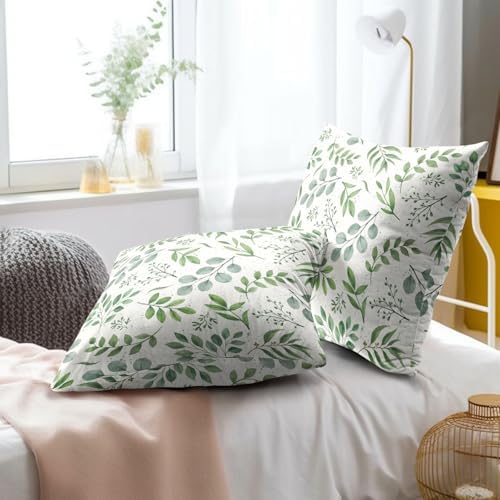 Sweetshow Sage Green Pillow Covers 12x12 Inch Spring Watercolor Eucalyptus Floral Pillowcase Set of 2 Leaf Print Throw Pillow Covers Soft Cotton Square Cushion for Home Couch Sofa Bedroom Livingroom - Image 6