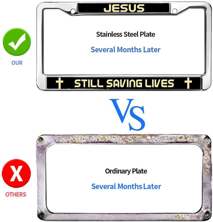 Jesus Still Saving Lives License Plate Frame Metal God is the Source Chrome License Plate Frame Bible Scripture License Plate Frame for Birthday Gift with Mounting Gift Kit