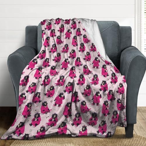 Socira Pink Funny Bear Blanket Throw Blanket Pink Funny Bear Gifts for Women Men Soft Sofa Throws for Travel Camping Bed Home Decor Car Birthday Gift 40"*50" （100 * 130cm） by Socira