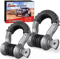 Nilight 2 PCS 3/4" D-Ring Shackle with 7/8" Screw Pin | 41,887lbs Break Strength Heavy Duty Off Road Recovery Shackle with Isolators Washers for Tow Strap,Winch,Off-Road Truck