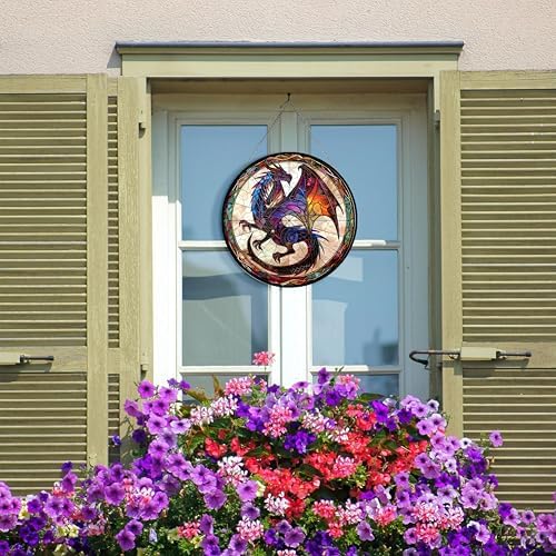Dragon Suncatchers for Windows,6.3” Stained Glass Window Hangings,Hand-Painted Glass Panel Perfect for Home Décor - Image 6