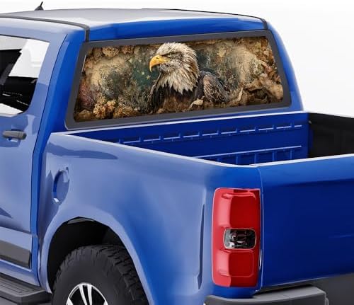 Vintage Eagle Truck Rear Window Graphic Decals, American Flag Bird Nature Pickup Car Window Stickers Truck Back Window Film Decal for Trucks SUV 66 x 22 inch