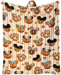 Fall Pumpkin Flannel Blanket, Autumn Thanksgiving Throw Blanket by ZZKOL