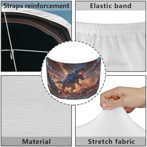 Sunset Dinosaur Hood Cover for Truck Stretchable Engine Cover Can be Washed Hood Wraps Universal for Cars