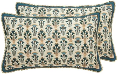 patdrea French Vintage Lumbar Throw Pillow Cover,12"x20",Set of 2 by patdrea
