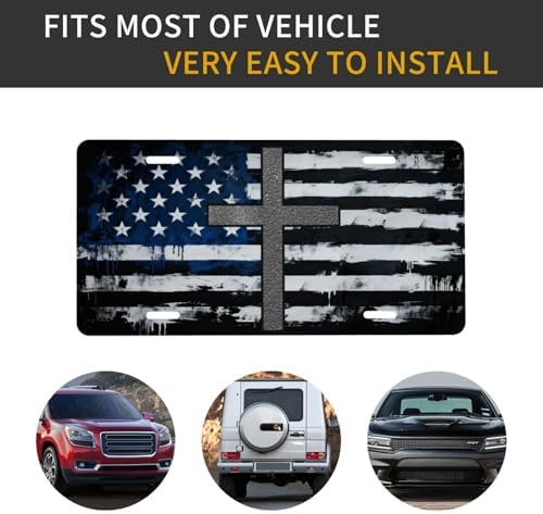 American Flag Christian Cross Front License Plate 6" * 12" for Women
