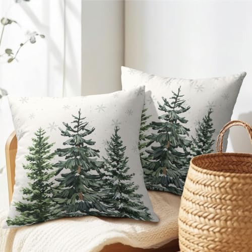 Winter Christmas Tree Pillow Covers 20x20 Set of 2 Highly Absorbent - Image 7