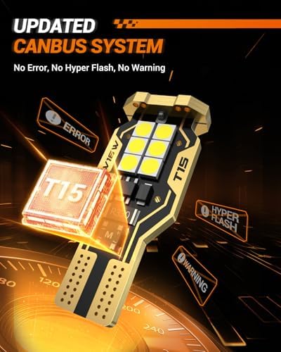 SEALIGHT 912 921 LED Bulb Reverse Light 500% Super Bright T15 Reverse Light Bulb 3030-SMD Chipsets Canbus Error Free 906 W16W 922 912 921 LED Bulb for Backup Lights, 6000K White Pack of 2