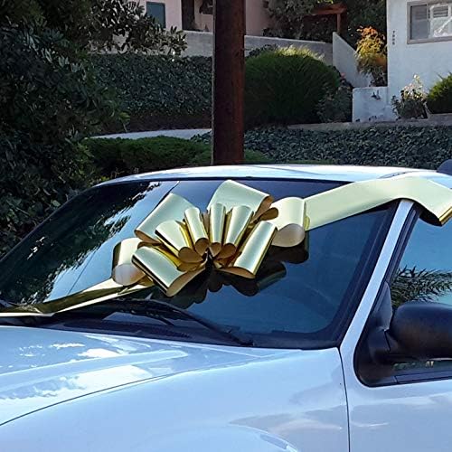 Big Metallic Gold Car Bow - 25" Wide, Large Gift Decoration, Fall - Image 3