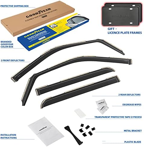 Goodyear Shatterproof in-Channel Window Deflectors for Ford F150 2021-2026 SuperCrew, Rain Guards, Window Visors for Cars, Vent Deflector, Car Accessories, 4 pcs - GY009014