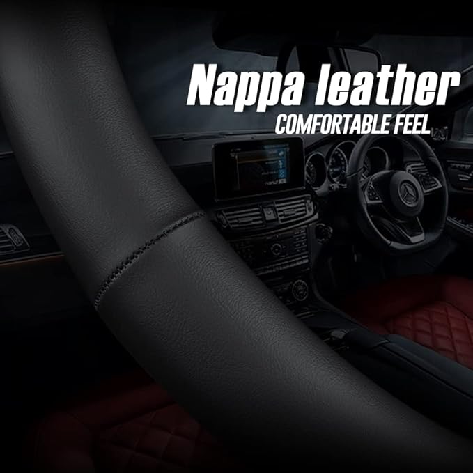 LKWLIKEI Nappa Premium Leather car Steering Wheel Cover, Breathable, Universal - Image 6