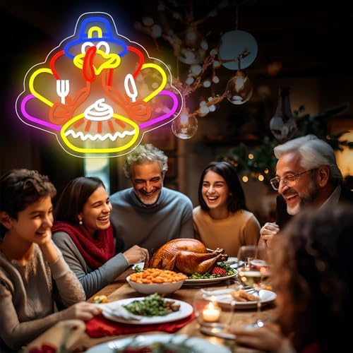 Thanksgiving Turkey Neon Sign Thanksgiving Turkey Decoration Dimmable Thanksgiving Neon Light for Autumn Room Bedroom Table Wall Decor Home Party - Image 7