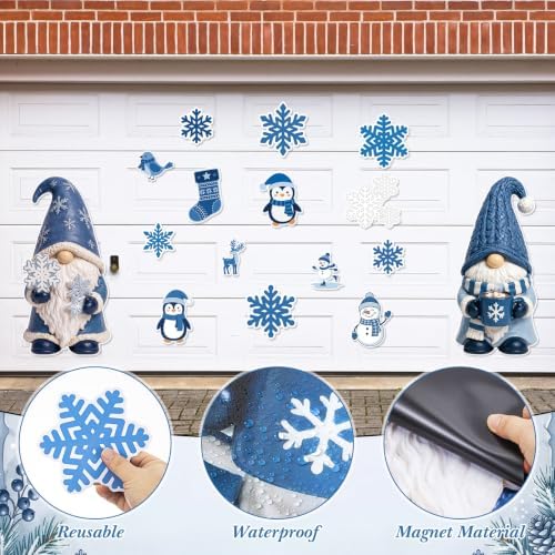 Flutesan 16 Pcs Winter Gnome Garage Door Magnets, 26" Snowflake Penguin - Image 5
