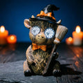 Halloween Highland Cow LED Statue, Witch Broom Decor by Unknown