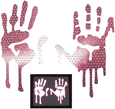 customTAYLOR33 High Intensity Grade Reflective Bloody/Dripping Hands Decals for Helmets, Windscreens, Rear Windows, Bumper Stickers (5 inches Height, Pink)