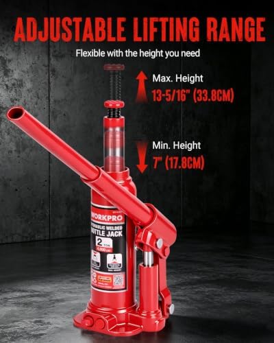 WORKPRO Bottle Jack, 2 Ton Heavy Duty Hydraulic Car Jack with Storage Case - Image 3