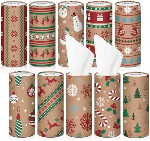 Hushee 10 Pcs Christmas Car Tissue Cylinders with 500 Tissues (Snowflake) by Hushee