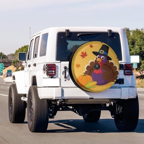Delerain Spare Tire Cover with Backup Camera Hole Pumpkin and Turkey Wheel Covers Sun Protection Waterproof for Jeep Truck RV Trailer SUV and Many Vehicle (14 Inch for Diameter 23"-27") - Image 2
